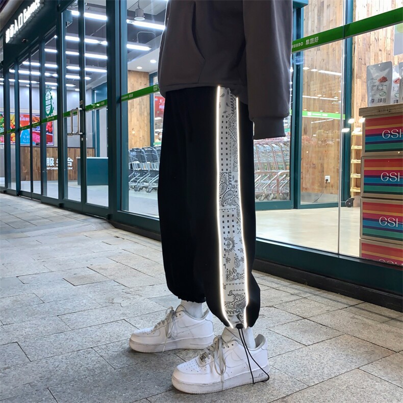 潮流拼接腰果花休闲裤ins嘻哈卫裤男春夏季原宿风束脚裤K281-P28,男装休闲裤,星座512-2
