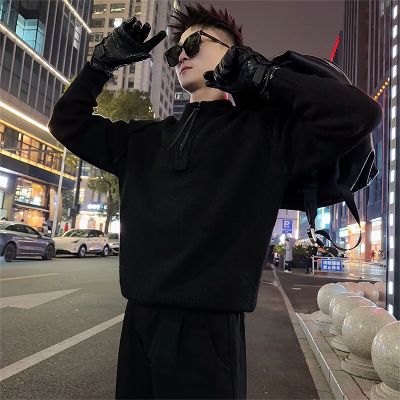 AM332/P108控148冬季社会小伙休闲百搭保暖大板打底拉链款男黑首，男装T恤，星座305B-1