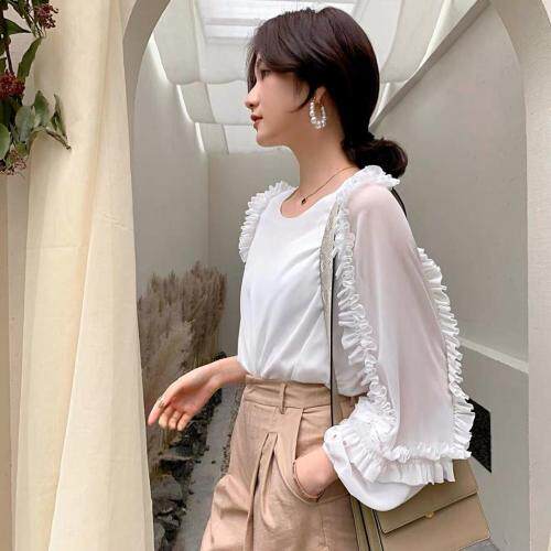 【现货】韩系甜美气质荷叶袖衬衫，女装衬衫，ONE