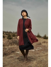 纯山羊绒复古夹花中长款连衣裙宽松显瘦针织外套，女装短外套，五色羊羊绒