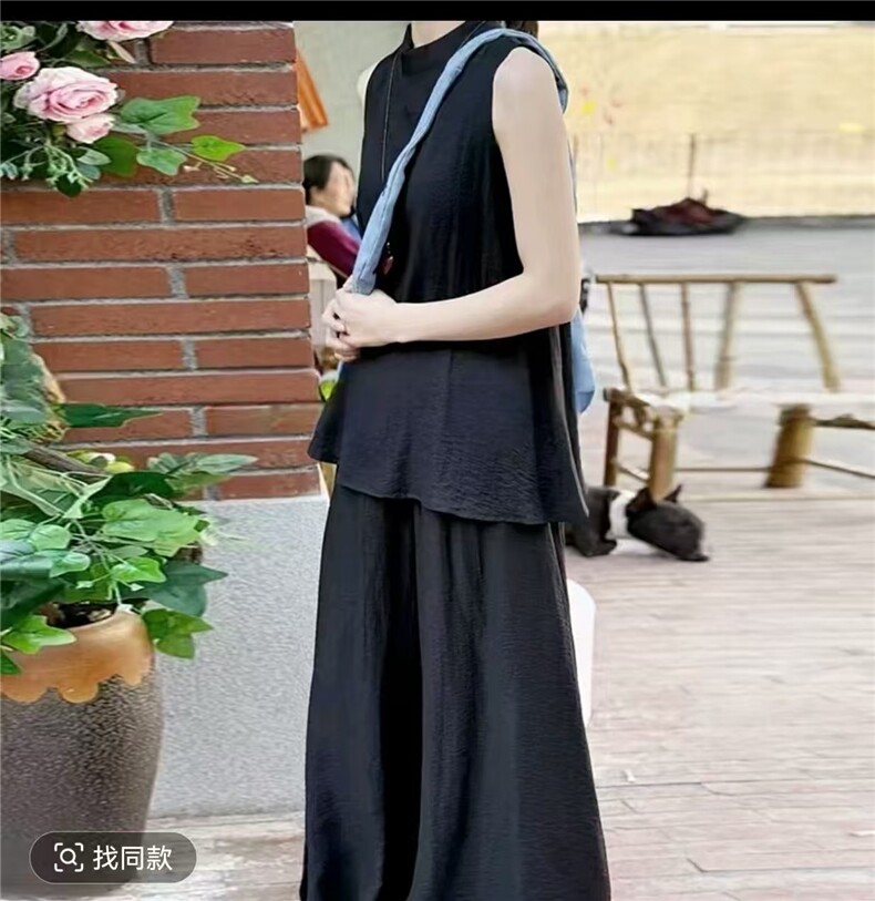 2025韩系松弛感无袖慵懒风套装,女装套装/套裙,雪兔电商全品类