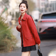 红色外套女春秋时尚百搭2025年新款妈妈高端洋气风衣欧货夹克上衣，女装短外套，丽影随形