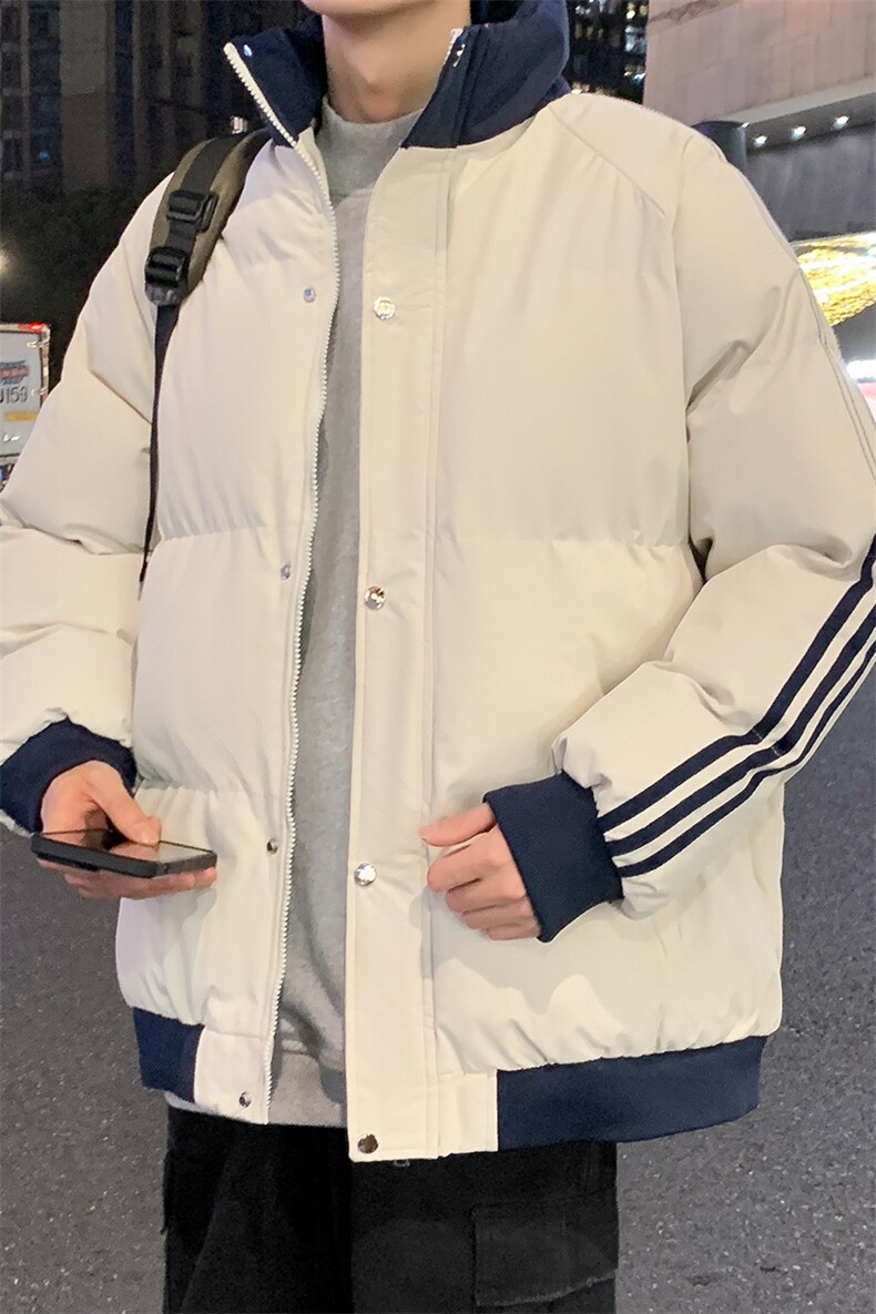 深度库存10W件潮流新款条纹撞色男女保暖时尚棉袄M2912-特P65控98,男装棉衣,电商A001