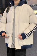 深度库存10W件潮流新款条纹撞色男女保暖时尚棉袄M2912-特P65控98，男装棉衣，电商A001