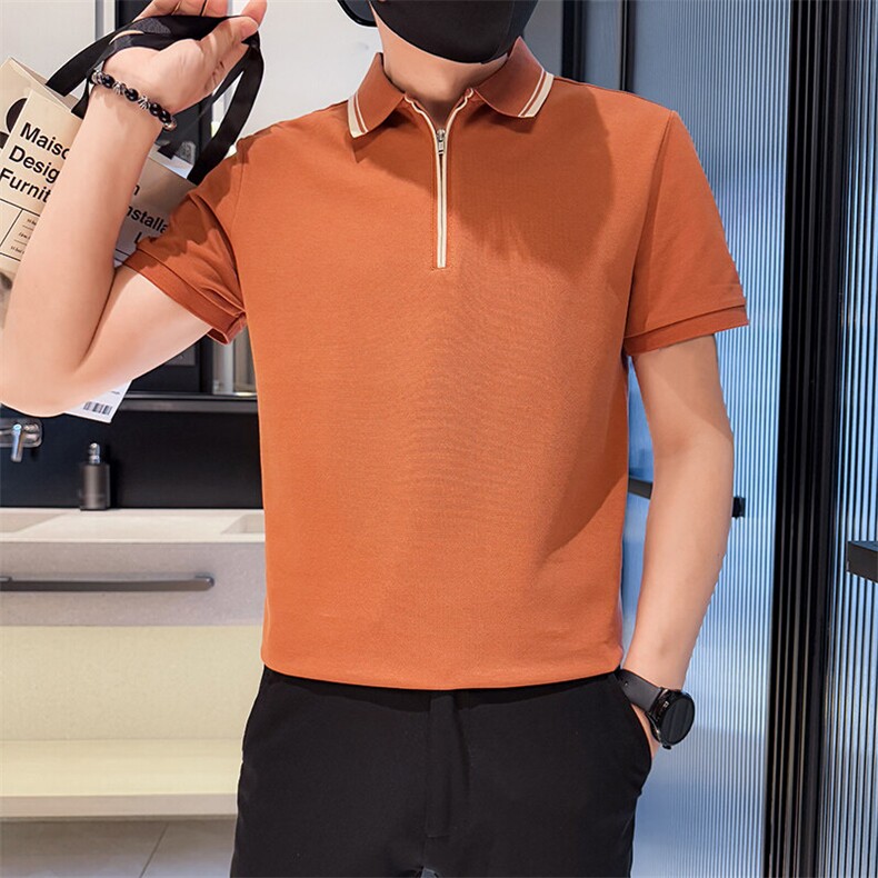 2025夏季新款高品质短袖T恤翻领Polo衫撞色领半袖2257-特P48,男装T恤,电商D342