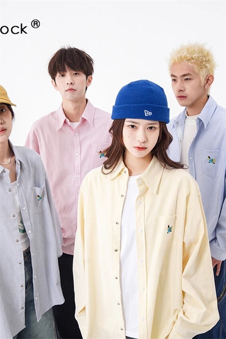 美式腊肠刺绣衬衫男2025宽松巴恩风情侣衬衫长袖外套ins314P45,男装衬衫,电商D256-2(原A064-2)