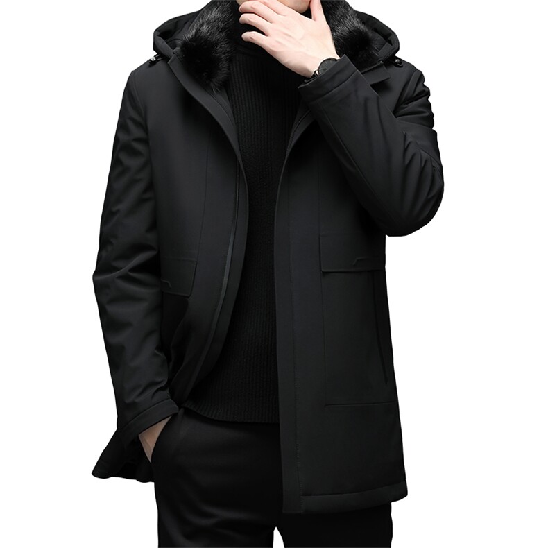 中年男防寒可拆卸水貂毛领外套可摘帽羽绒服男外套MYYL8872-P420,男装羽绒服,电商B212（原钱塘6029）