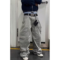 泼墨宽松直筒工装裤拼接撞色阔腿休闲牛仔裤男春季NA407，男装牛仔裤，星座1116A（原606A-3）