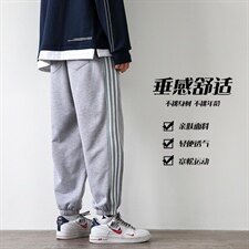 2021秋季新港风白墙日系大码男运动条纹垂感卫裤休闲裤K2069-P40，男装休闲裤，电商A001
