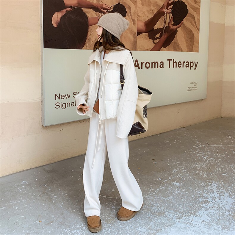 2025现货主推70毛双面呢拼90白鸭绒羽绒服191-6398-P295-K428，女装双面呢大衣，韩蜜菓