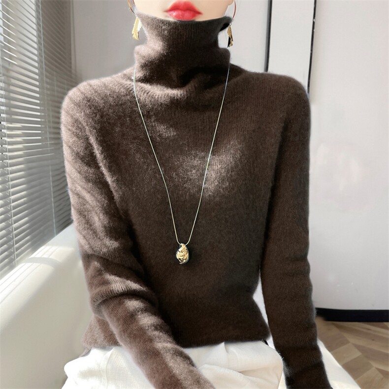 毛衣女秋冬2024新款安迪绒堆堆领针织衫长袖上衣,针织衫/毛衣,绒泰祥
