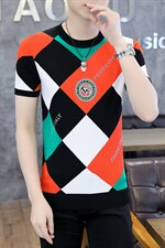 新款短袖t恤男中年人夏季薄款男士商务休闲格子凉感冰丝POLO衫，男装T恤，电商B212（原钱塘6029）