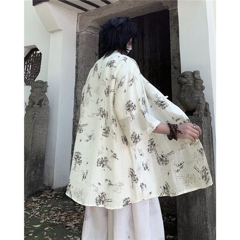 男士子母条布新中式衬衫短袖W1285P43,男装衬衫,星座1116-2