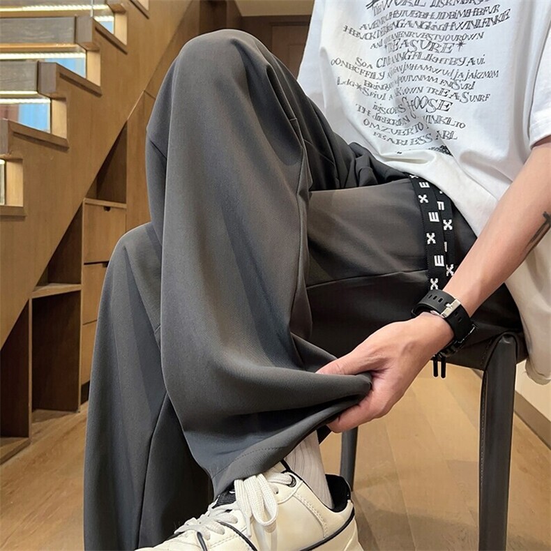 特批P33无差价2025秋季冰丝休闲大码西装裤垂感薄款拖地裤男K1388，男装西服套装，电商A001