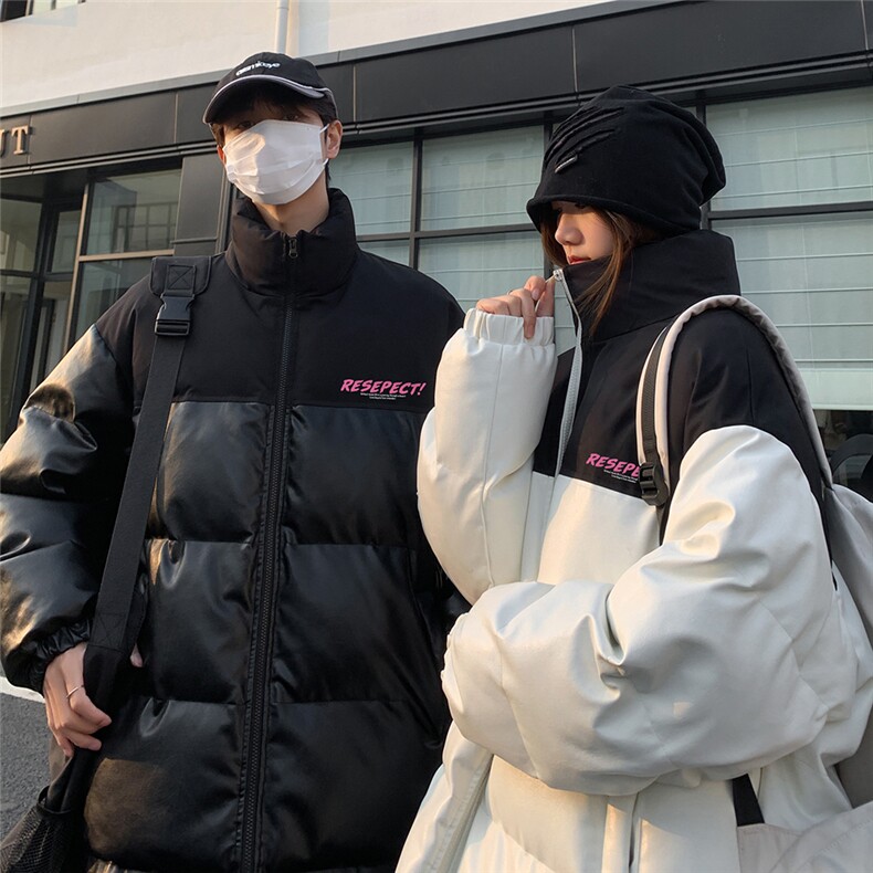 港风街景休闲字母印花情侣PU皮棉服A247-MY84013特批115控168,男装棉衣,电商A247