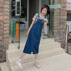 牛仔背带裙套装女2023年夏季新款设计小众小个子连衣裙两件套女，女装套装/套裙，辉之琳