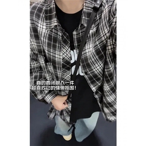 格子衬衫外套女春夏季新款宽松慵懒风炸街超好看长袖衬衣CS322
