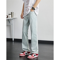 美式复古黄泥染牛仔裤男春夏季高街ins潮做旧直筒裤长裤YZ87-P50，男装牛仔裤，星座509