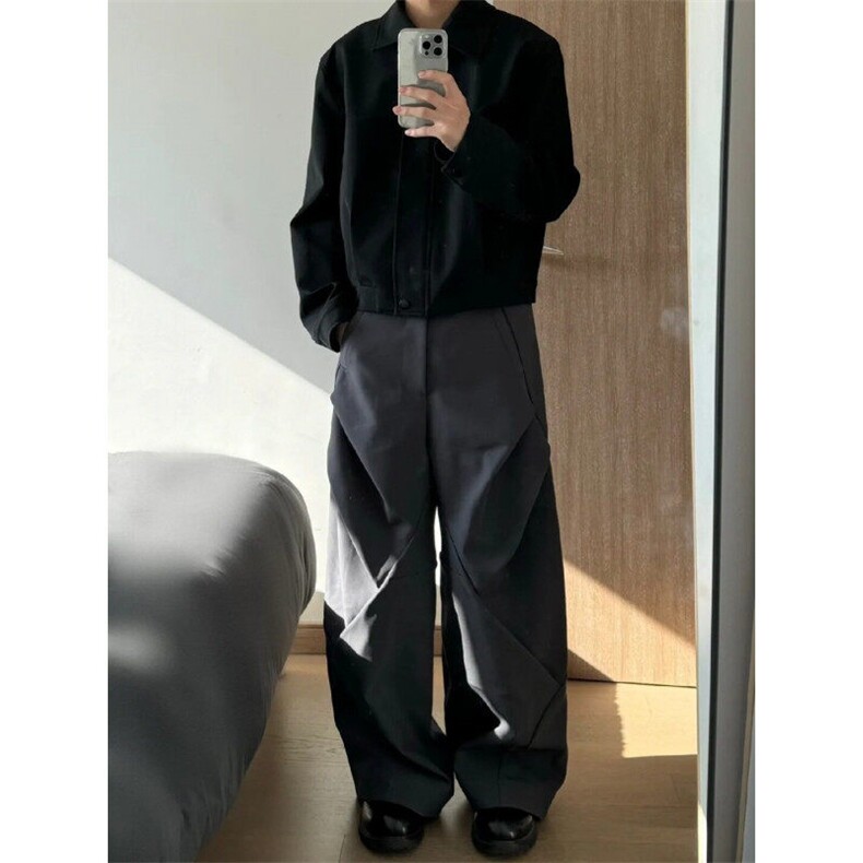 HR52LL-特P45cleanfit解构风西裤男垂坠感高级感裤子,男装休闲裤,星座1007（原301D）