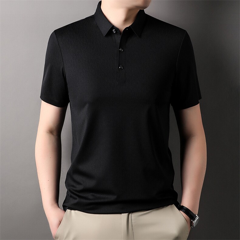 冰丝短袖Polo衫男士商务休闲夏季凉感中年时尚翻领T恤上衣,男装Polo衫,电商B212（原钱塘6029）