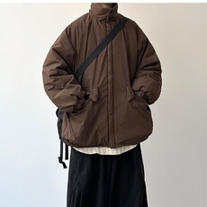 咖色冬季棉衣外套男日系立领宽松休闲夹克棉服1001-1-MY060-P85，男装夹克，星座1001-1