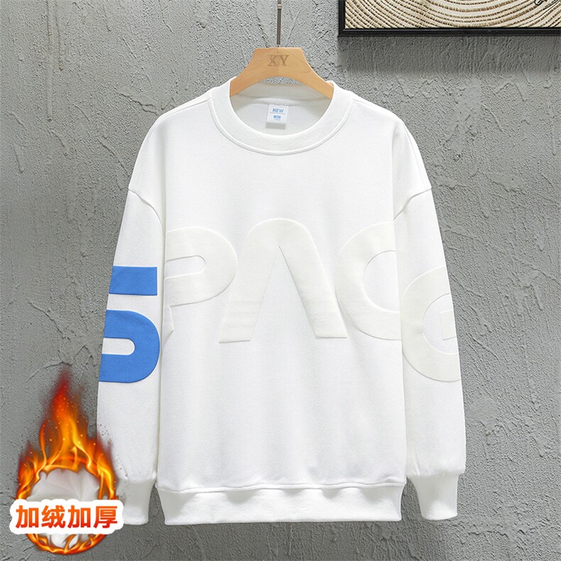 新款男圆领加绒设计感灰墙挂拍卫衣VE55121加绒-P46控88,男装卫衣,星座717
