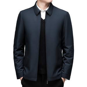 2023新款冬季男士加厚保暖羽绒服中年白鸭绒翻领休闲外套爸爸装图片