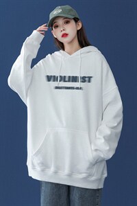 2024春季新款美式字母印花简约休闲宽松连帽卫衣潮 W258 P35控58图片