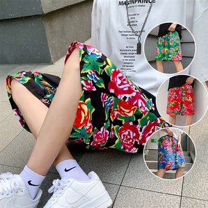 DK2024夏新男女中性大花沙滩裤大码东北大花短裤团队裤运动篮球裤图片
