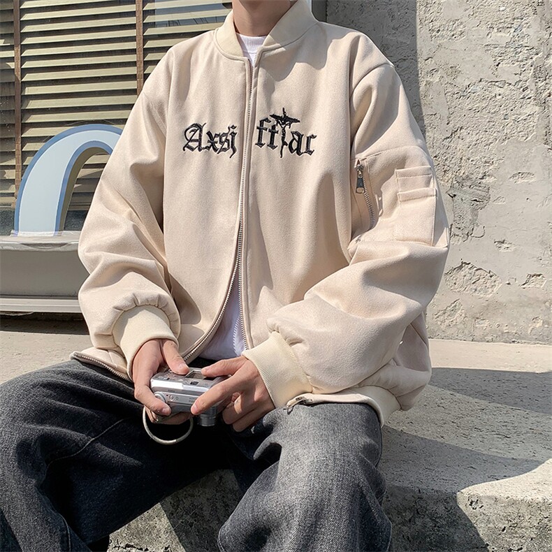 高品质秋款男棒球立领夹克衫麝皮绒字母刺绣外套JK152P75,男装夹克,星座1013-1
