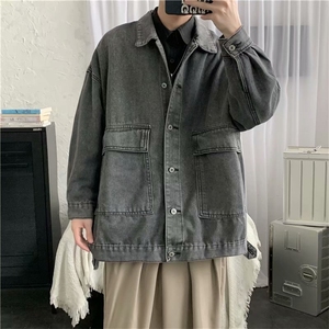 1506-1/JX3011/P57牛仔外套男春秋宽松休闲港风ins潮流工装夹克图片