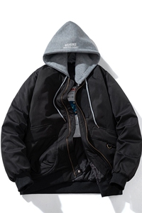 现货 三色带帽可拆卸秋冬飞行服棉服情侣装夹克潮牌炸街外套图片