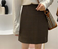 格子半裙，女装半身裙，素妮