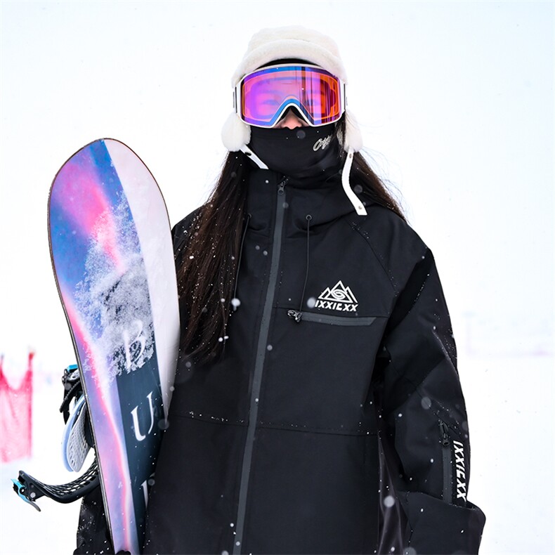 24冬款户外防风防水防寒加棉加厚拉链连帽滑雪服男女HF66-P165,男装棉衣,电商A001-1