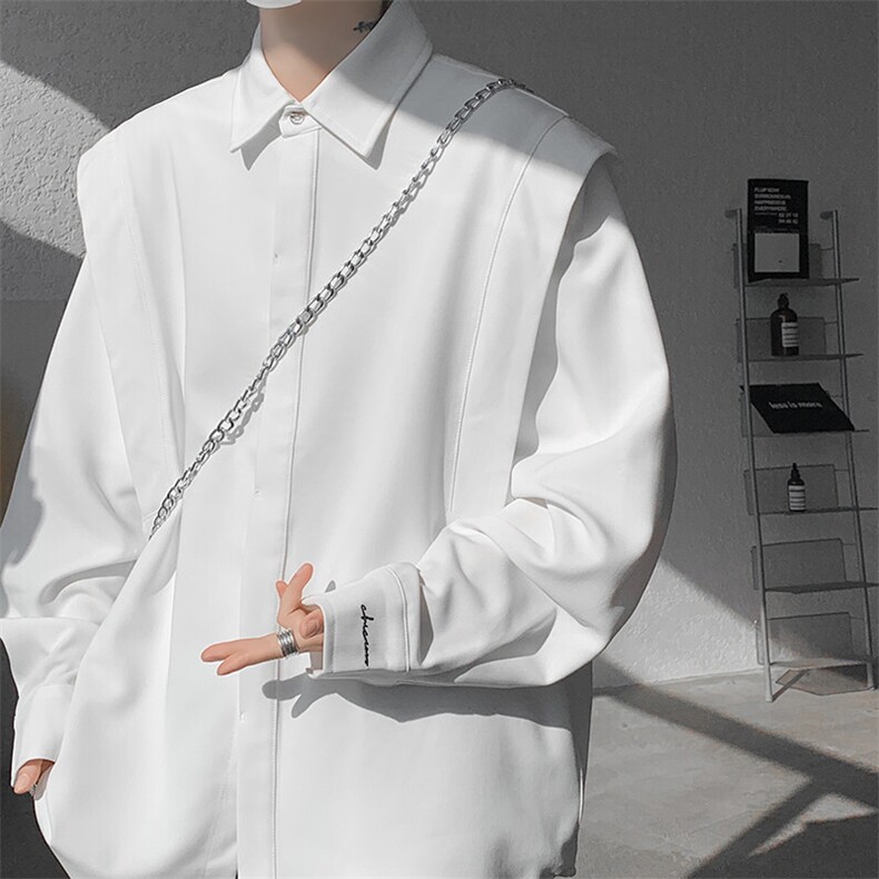 8XL-M春夏假两件衬衫长袖大码痞帅高级感衬衣垂感外套CS9005/P60图片