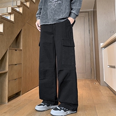 2025秋冬新款休闲男裤宽松直筒百搭水洗简约裤子潮9281-P50，男装休闲裤，星座1006-1