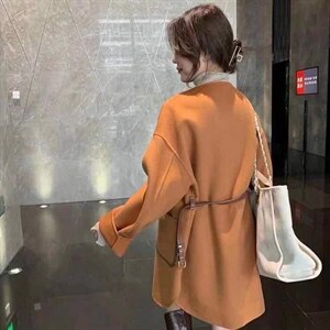 2021秋季新款气质淑女甜美优雅百分百羊毛双面呢外套图片