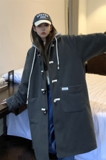 1情侣牛角扣加棉呢大衣可拆卸帽大码M-5XL外套男FY8716P138控188，女装短外套，星座226-2