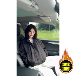 现货冬季美拉德立领飞行夹克廓形高街棒球服加棉加厚棉衣外套图片