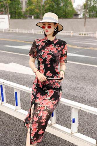 仿真丝旗袍气质裙，女装婚纱/旗袍/礼服，澳洛菲