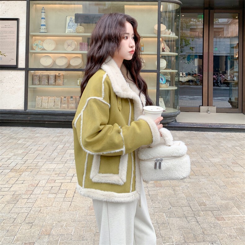 新款主推仿水貂皮毛一体外套2688-P205-K308,女装短外套,2C129