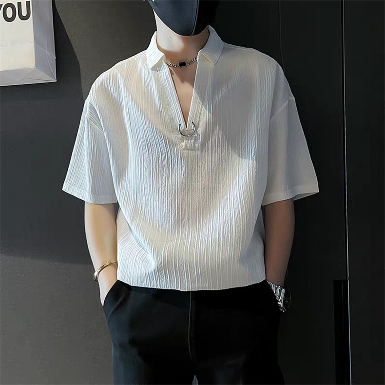 网图现货轻熟风V领短袖T恤男T208/P35,男装T恤,星座205-3