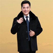 8019/中老年呢大衣中长款爸爸冬季加绒加厚大毛领大衣外套，男装毛呢大衣，星座1216（原钱塘722）