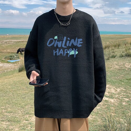 ！2023秋冬新款男士圆领毛衣百搭潮流针织衫简约上衣M320P45，男装针织衫/毛衣，电商B220