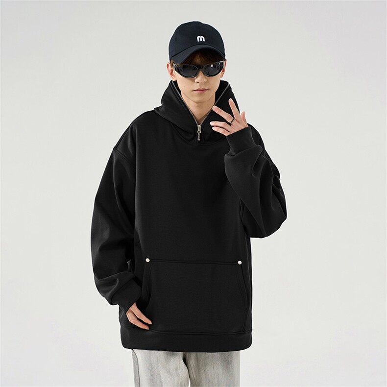 W366-P60M-6XL秋季美式重磅扎染酷丝棉加绒套头连帽拉链卫衣,男装卫衣,星座109