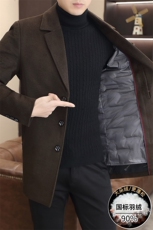 标90羽绒服外套可脱卸内胆冬季中长款羊毛呢子大衣YR253-195，男装羽绒服，星座210-3