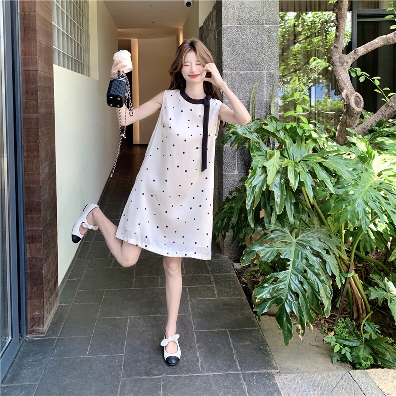 26新款夏装时尚温柔风蝴蝶结印波点连衣裙女182A-8710P135K198,女装连衣裙,浙宝182A