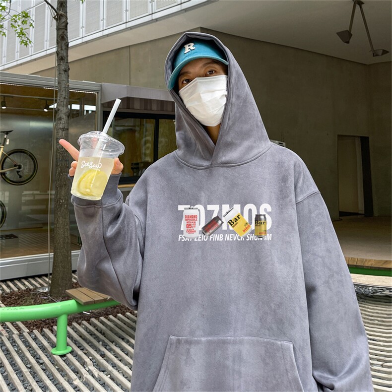 23/秋季360G麂皮绒印花宽松休闲连帽卫衣JWY3269P50控69,男装卫衣,电商B370