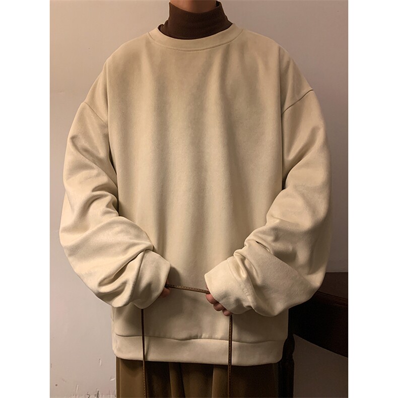 港风大码长T纯色麂皮绒套头圆领长袖卫衣-TC1001-P28【特价】,男装卫衣,电商A007