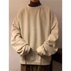 港风大码长T纯色麂皮绒套头圆领长袖卫衣-TC1001-P28【特价】，男装卫衣，电商A007